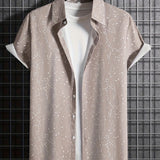 kkboxly  Milky Way Pattern Casual Short Sleeve Shirt, Men's Hawaiian Shirt For Summer Vacation Resort