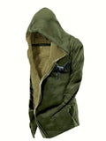 kkboxly  Warm Eagle Pattern Hooded Overcoat, Men's Casual Cape Warm Fleece Jacket