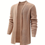 kkboxly  Elegant Slightly Stretch Knit Cardigan Coat, Men's Casual Vintage Style V Neck Sweater Cardigan For Fall Winter