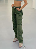 kkboxly  Wide Legs Baggy Cargo Pants With Flap Pockets, Girl's Y2K Style Jeans, Y2K Kpop Vintage Style Women's Clothing & Denim