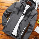 kkboxly  Men's Casual Hooded Windbreaker Jacket, Chic Zip Up Jacket For Outdoor Activities