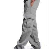kkboxly Stylish Men's Cargo Pants with Elastic Waist and Multi-Pockets - Comfortable and Durable Sweatpants for Everyday Wear