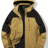 kkboxly  Men's Military Style Hooded Jacket, Windproof Comfy Zip Up Casual Coats For Men's Autumn & Winter Wearing
