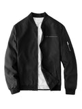 kkboxly  Letter Print Lightweight Jacket, Casual Baseball Collar Bomber Jacket