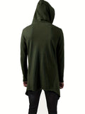 kkboxly  Lightweight Hooded Trench Coat, Men's Casual Slightly Stretch Cardigan Windbreaker For Spring Fall