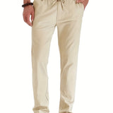 Men's Business Casual Pants European And American Loose Elastic Waist Cotton All-match Solid Color Men's Long Pants