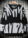kkboxly  Men's Trendy Knitted Pullover, Casual Slightly Stretch Breathable Loose Sweater For Outdoor Fall Winter