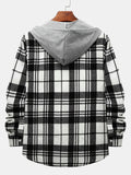 kkboxly  One Size Smaller,  Flannel Loose Shirt For Men Plaid Long Sleeve Casual Button-Down Shirts With Hood Best Sellers