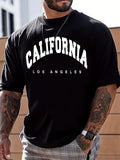 kkboxly Men's Casual Trendy California Graphic Print Comfortable Crew Neck Short Sleeve T-shirts, Summer Top Tees
