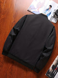 kkboxly  Jackets For Men, Fall Winter Stand Collar Zip Up Baseball Jacket, Black