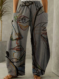 kkboxly  Women's Pants Casual Mid Waist Print Straight Wide Fashion Loose Pants