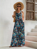 kkboxly  Floral Print Overall Wide Leg Jumpsuit, Casual Button Overall Jumpsuit For Spring & Summer, Women's Clothing