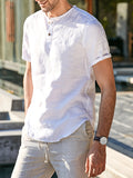 kkboxly  INCERUN Mens Brand Shirt Henley Plain Cotton Breathable Chic Tops Short Sleeve Stylish Casual Shirts Men Streetwear Camisa