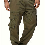 Men's Cargo Pants Casual Loose Fit Straight Leg Pants With Flap Pockets