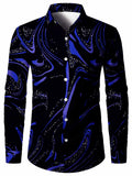 Luxury Pattern Men's Shirt Top Turn-Down Collar Long Sleeve Closure Male Casual Shirt For Men Daily Vacation Streetwear