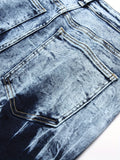 kkboxly  Slim Fit Ripped Denim Shorts, Men's Casual Street Style High Stretch Distressed Denim Shorts For Summer