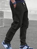 kkboxly  Solid Loose Men's Cargo Style Drawstring Casual Pants With Multiple Pockets For Spring Fall Outdoor