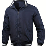 kkboxly  Men's Casual Bomber Jacket Windbreaker Waterproof Blazer Jacket Coat Stand Collar College Hipster Sports Jacket For Spring Autumn