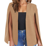 Solid Split Sleeve Blazer Jacket, Casual Open Front Cape Outerwear, Women's Clothing