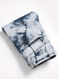 kkboxly  Tie Dye Slim Fit Ripped Jeans, Men's Casual Street Style Mid Stretch Denim Pants For Spring Summer