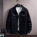 kkboxly  Flap Pocket Contrast Stitching Denim Jacket, Men's Casual Lapel Button Up Jacket For Spring Fall