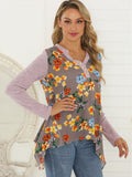 kkboxly  Contrast Art Print Top, Over-sized Casual Irregular Hem Active Sweatshirts