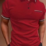 kkboxly  Men's Causal V-neck Button Up Short Sleeve Polo Shirts Men's Comfortable Tops For Summer