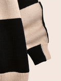 kkboxly  Color Block Chic Knit Sweater, Men's Casual Warm Slightly Stretch Round Neck Pullover Sweater For Fall Winter