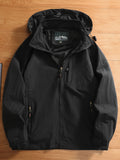 kkboxly Men's Casual Zipper Pockets Detachable Hooded Windbreaker Jacket, Waterproof Soft-shell Jacket For Outdoor Hiking Camping