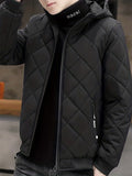 kkboxly  Warm Winter Plush Hooded Jacket, Men's Casual Zip Up Cotton Padded Jacket For Fall Winter Outdoor