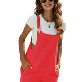 kkboxly  Solid Cami Jumpsuit, Casual Sleeveless Comfy Short Length Jumpsuit With Pockets, Women's Clothing