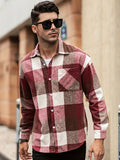 kkboxly  Mens Long Sleeve Flannel Plaid Shirt Jacket Casual Button Down Shirt