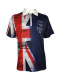 kkboxly  Trendy Flag Of The United Kingdom Union Jack & Slogan Pattern Print Men's Casual Short Sleeves Zipper Graphic Polo Shirts, Lapel Collar Tops Pullovers, Men's Clothing For Summer