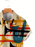 2025 kkboxly  Trendy Plus Size Men's Music Instrument Shirt - Loose Fit Button Down Top for Summer