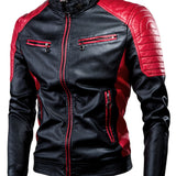 kkboxly  Men's Casual Faux Leather Jacket Stylish Vintage PU Leather Zip Up Motorcycle Jacket Best Sellers