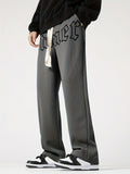 kkboxly  Men's Casual Loose Fit Letter Print Straight Leg Trousers
