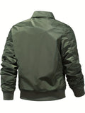 realaiot  Men's Stylish Sports Jacket, Casual Windproof Motorcycle Jacket With Pockets For Spring And Autumn