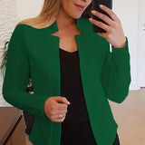 kkboxly  Solid Open Front Blazer, Casual Long Sleeve Blazer For Office & Work, Women's Clothing
