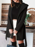 kkboxly  Solid Color Double Lapel With Hood Trench Coat, Casual Fall Winter Jacket, Women's Clothing