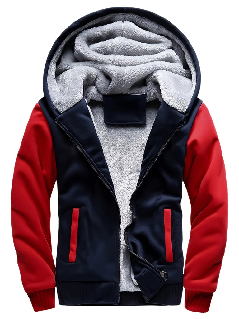 kkboxly Men's Winter Thick And Padded Warm Zip Up Hooded Jacket Best Sellers