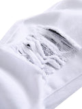 kkboxly  Men's Casual Ripped Slim Fit White Cotton Jeans