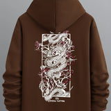 kkboxly  Dragon Print, Men's Casual Hoodie, Drawstring Pocket Hoodie