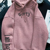 realaiot  Embroidered Drawstring Hoodie, Casual Long Sleeve Drop Shoulder Outwear, Women's Clothing