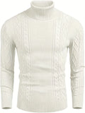 kkboxly  Men's Plain Turtleneck Sweater, Trendy High Stretch Fashion Comfy Thermal Tops