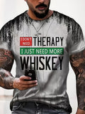 kkboxly  THERAPY & WHISKY Letter Print Men's Summer T-shirt, Men's Fashion Tops