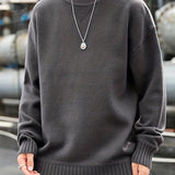kkboxly  All Match Knitted Sweater, Men's Casual Warm Slightly Stretch Crew Neck Pullover Sweater For Fall Winter