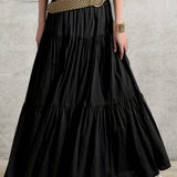 2025 kkboxly  Boho Ruffle Hem Tiered High Waist Skirt, Versatile Layered Maxi Skirt For Spring & Summer, Women's Clothing