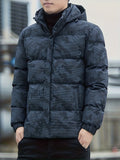 kkboxly  Warm Camouflage Pattern Winter Jacket, Men's Casual Stand Collar Padded Coat For Fall Winter