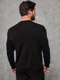 kkboxly  Men's Solid Crew Neck Knit Long Sleeves T-shirt, Casual Comfy Shirt For Spring Summer Autumn, Men's Clothing Tops