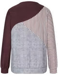 kkboxly  Stripe Print Colorblock Crew Neck T-Shirt, Casual Long Sleeve Top For Spring & Fall, Women's Clothing